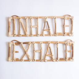 Rattan Inhale Exhale Wall Quote, Gym Sign, Study Room Wall Art, Bamboo Quote, Hanging, Made in India - thumbnail 3