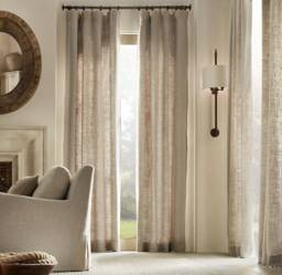 100% European Linen Color Natural - Flax Curtain Panel , French , Inverted Pleats Goblet Window Treatment , Home Decor - thumbnail 1