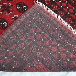 3x6 Red Brand Akhcha Handmade Area Rug, Afghan High Pile Turkmen Bokhara Rug, Living Room Rug Tribal Rug Bedroom Office - thumbnail 4