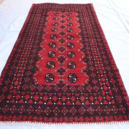 3x6 Red Brand Akhcha Handmade Area Rug, Afghan High Pile Turkmen Bokhara Rug, Living Room Rug Tribal Rug Bedroom Office - thumbnail 2