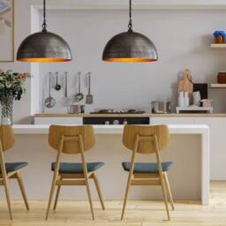 Black Dome Pendant Light, Kitchen Island Lighting - thumbnail 4