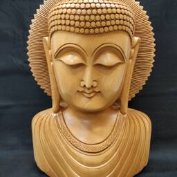 Wooden Buddha Bust, Gautam Buddha, Face , Shakyamuni Blessing Tibetan Amoghsiddhi Home Decor - thumbnail 3