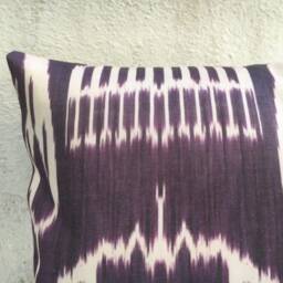 Silk Ikat Pillow Cover, Handwoven Decorative Cushion - 16x24 - thumbnail 2