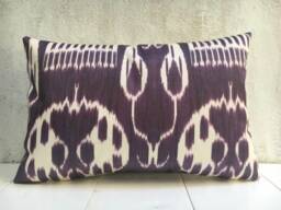Silk Ikat Pillow Cover, Handwoven Decorative Cushion - 16x24