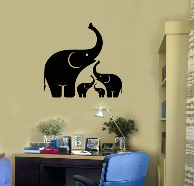 Elephant Family Vinyl Wall Decal Baby Animal Decor Stickers Mural - #2600Di - image 1