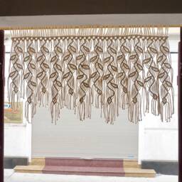 Macrame Window Valance, Boho Treatment, Leaf Curtain Panel, Cotton Kitchen Curtain, Handmade Decor - thumbnail 4