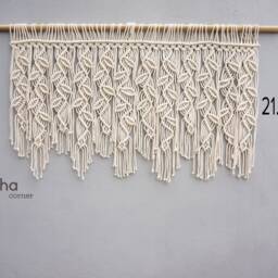 Macrame Window Valance, Boho Treatment, Leaf Curtain Panel, Cotton Kitchen Curtain, Handmade Decor - thumbnail 3