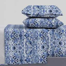 William Morris Strawberry Thief Blue Sheet Set - Cotton Sateen Bedding