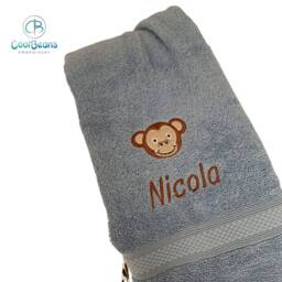 Monkey Face Towel - Personalised Face Cloth/Hand Bath = Embroidered - thumbnail 2