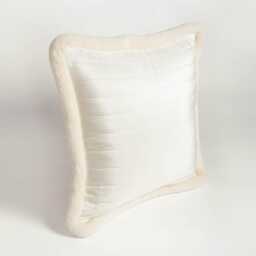 White Quilted Faux Silk Pillow Cover - Scandinavian Minimalist Accent - thumbnail 2