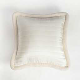 White Quilted Faux Silk Pillow Cover - Scandinavian Minimalist Accent - thumbnail 1