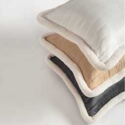 White Quilted Faux Silk Pillow Cover - Scandinavian Minimalist Accent - thumbnail 4