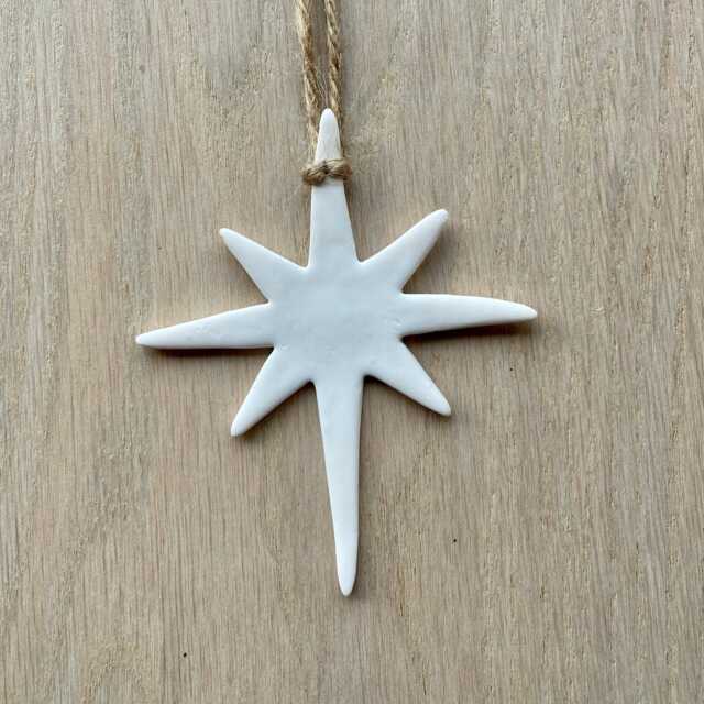 Scandi Clay Star, Tree Ornaments, Wall Hanging, Christmas Decor, Nordic Decoration, Handmade - image 1