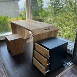 Side/Under-Desk Drawer Storage Cabinet Standing Desk Organizer Home Office Real Wood Custom - thumbnail 3