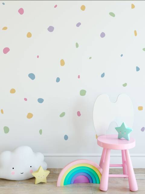 Pastel Color Wall Sticker Decals For Kids Rooms & Nursery Childrens Bedroom Removable Art - image 1