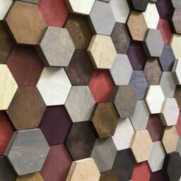 Reclaimed Wood Hexagon Wall Art - Geometric Mosaic Decor - thumbnail 2