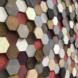 Reclaimed Wood Hexagon Wall Art - Geometric Mosaic Decor - thumbnail 3
