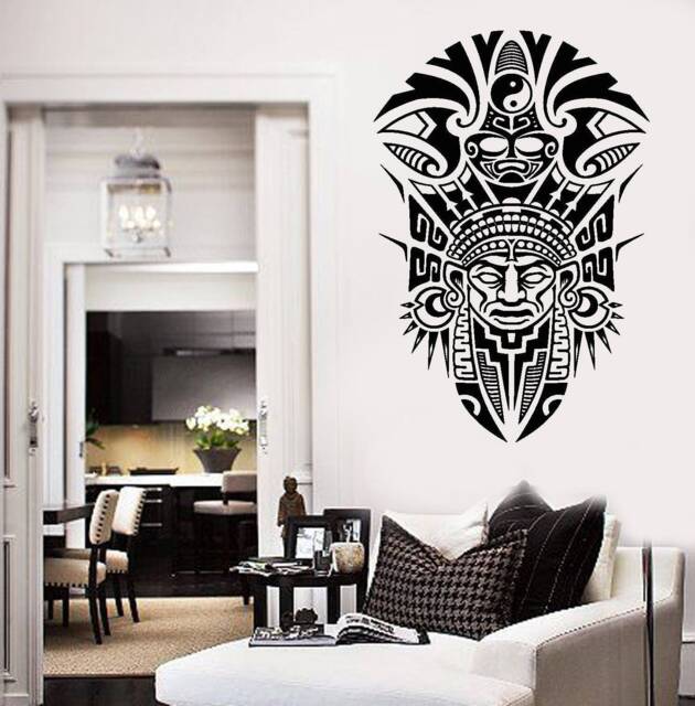 Wall Vinyl Decal Mask Mayan Ancient Tribal Indians Living Room Decor 2708Dn - image 1
