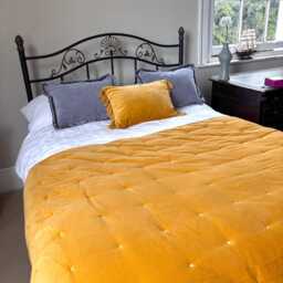 Luxury Quilted Velvet Bed Throw, Cotton Bedding, Eiderdown Style, Various Colours - thumbnail 4