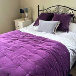 Luxury Quilted Velvet Bed Throw, Cotton Bedding, Eiderdown Style, Various Colours - thumbnail 1