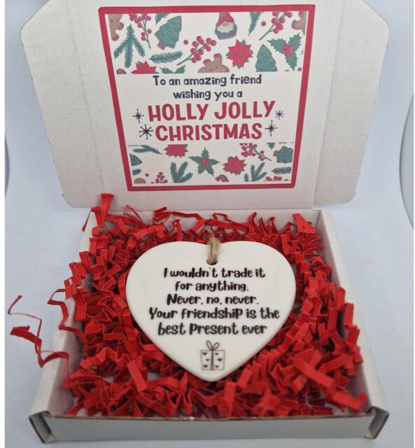 Christmas Best Friend Gift , Friendship Ornament Ceramic Heart - image 1