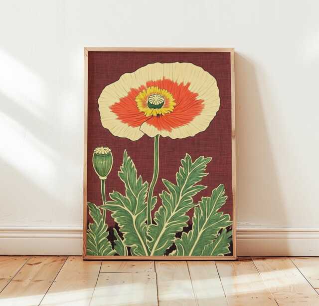 Red Poppy Poster, Botanical Wall Art, Floral Nature Print - image 1