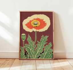 Red Poppy Poster, Botanical Wall Art, Floral Nature Print - thumbnail 1