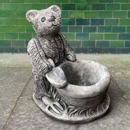 Concrete Bear Statue Cement Teddy With Flower Pot Sculpture Stone Animal Ornament Outdoor Wildlife Decoration Handmade Figurine Gift - thumbnail 1