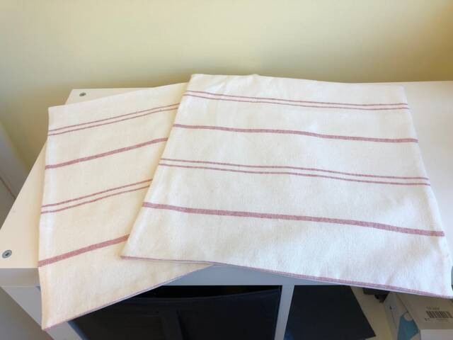 Two Handmade Cushion Covers in Portsea Red Stripe Fabric - image 1