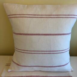 Two Handmade Cushion Covers in Portsea Red Stripe Fabric - thumbnail 2