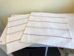 Two Handmade Cushion Covers in Portsea Red Stripe Fabric - thumbnail 1