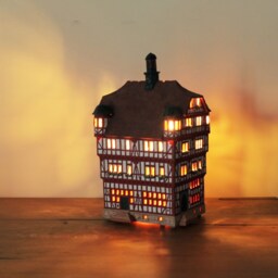 Handmade Ceramic Tealight Holder - Miniature Historic Town Hall in Melsungen, Germany - thumbnail 2