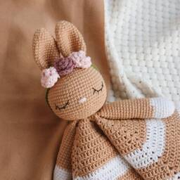 Crochet Bunny Lovey Personalized Baby Snuggle Blanket - thumbnail 3