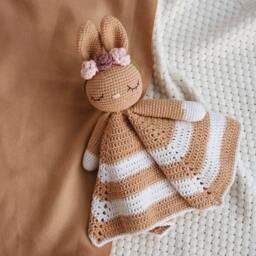 Crochet Bunny Lovey Personalized Baby Snuggle Blanket - thumbnail 2