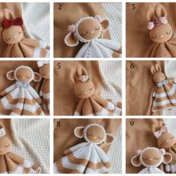 Crochet Bunny Lovey Personalized Baby Snuggle Blanket - thumbnail 4