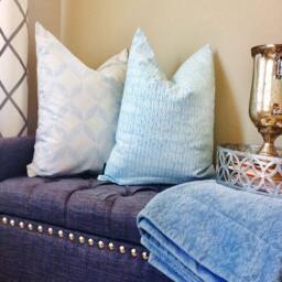 Light Blue Euro Covers/ 26x26 Sham/ Indian Pillows/ Decorative Cushion Cover/Bed Modern Shams - thumbnail 2