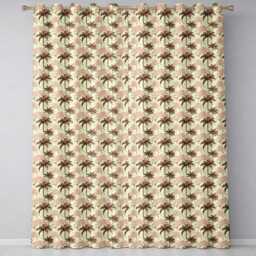 Brown Palm Trees Neutral Background Tropical Seamless Pattern Readymade Eyelet Ring Top Thermal 100% Blackout Curtains - thumbnail 2