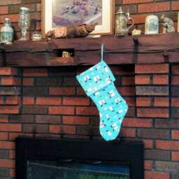 Handmade Penguin Christmas Stocking Blue Cotton Holiday Decor - thumbnail 2