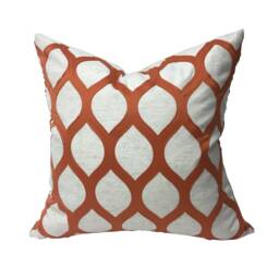 Geometric Embroidered Pillow Cover - Orange Diamond Design - thumbnail 2