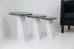 Luxury Coffee Tables in White Carrara Marble & Verde Guatemala - Ardema Design