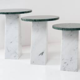 Luxury Coffee Tables in White Carrara Marble & Verde Guatemala - Ardema Design - thumbnail 4