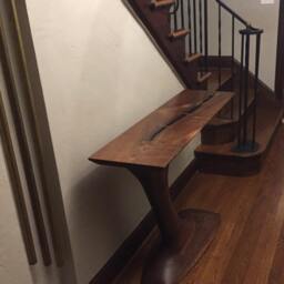Sculpted Cantilever Walnut Hall Table - thumbnail 2