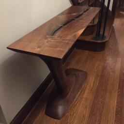 Sculpted Cantilever Walnut Hall Table - thumbnail 4