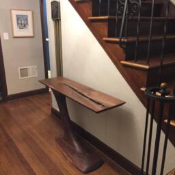 Sculpted Cantilever Walnut Hall Table - thumbnail 3