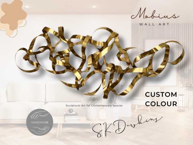 Modern Abstract Metal Wall Sculpture - Silver Ribbon Art For Living Room Decor - image 1