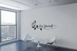Love Yourself Vinyl Decal Rose & Butterfly Floral Wall Art - thumbnail 1