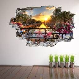 Amsterdam River Bicycles Flowers Wall Decal Sticker Mural Poster Print Art Home Office Decor Fz18 - thumbnail 2