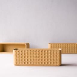 Doted Concrete Planter Box Terracotta Yellow Polka Dot- Minimalist Pot - Succulent Plant Rectangular Polka Dot - thumbnail 4