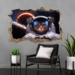 Galaxy Cat Astronaut Space Wall Decal Sticker Mural Poster Print Art Kids Bedroom Home Decor Bd26 - thumbnail 3