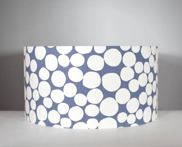 Spotty Blue & White Lampshade With Gold Silver Or Lining in 20cm To 50cm Diameter, For Ceiling Lamp Base - image 1